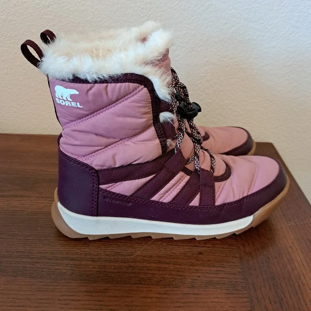 Sorel Whitney II Short Lace Waterproof Pink Plum Winter Boots Kids 3 NY5173-627